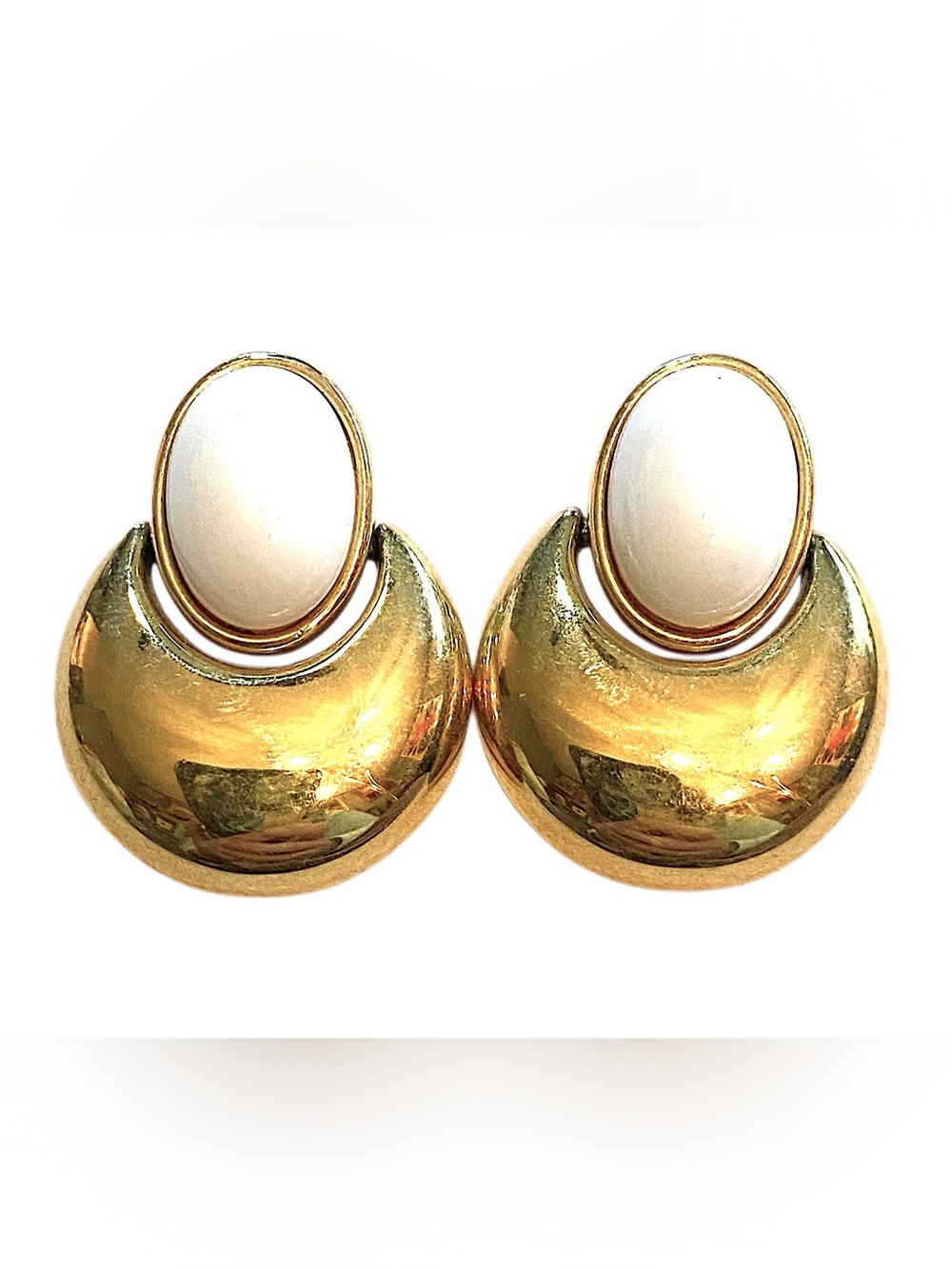 MONET 90s Vintage White Gold Door Knocker Earrings